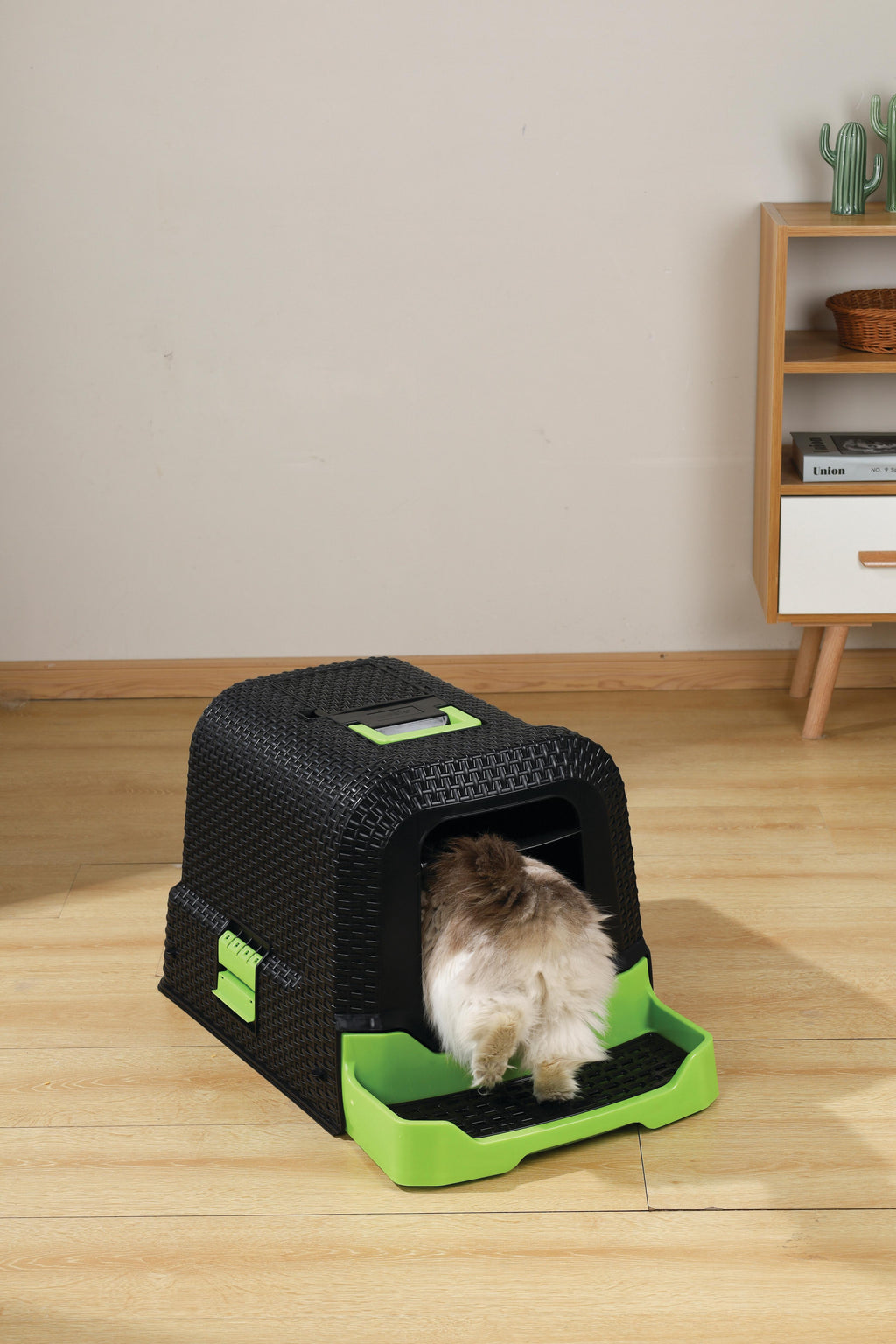 ECO RATTAN Cat Litter Box Black & Green