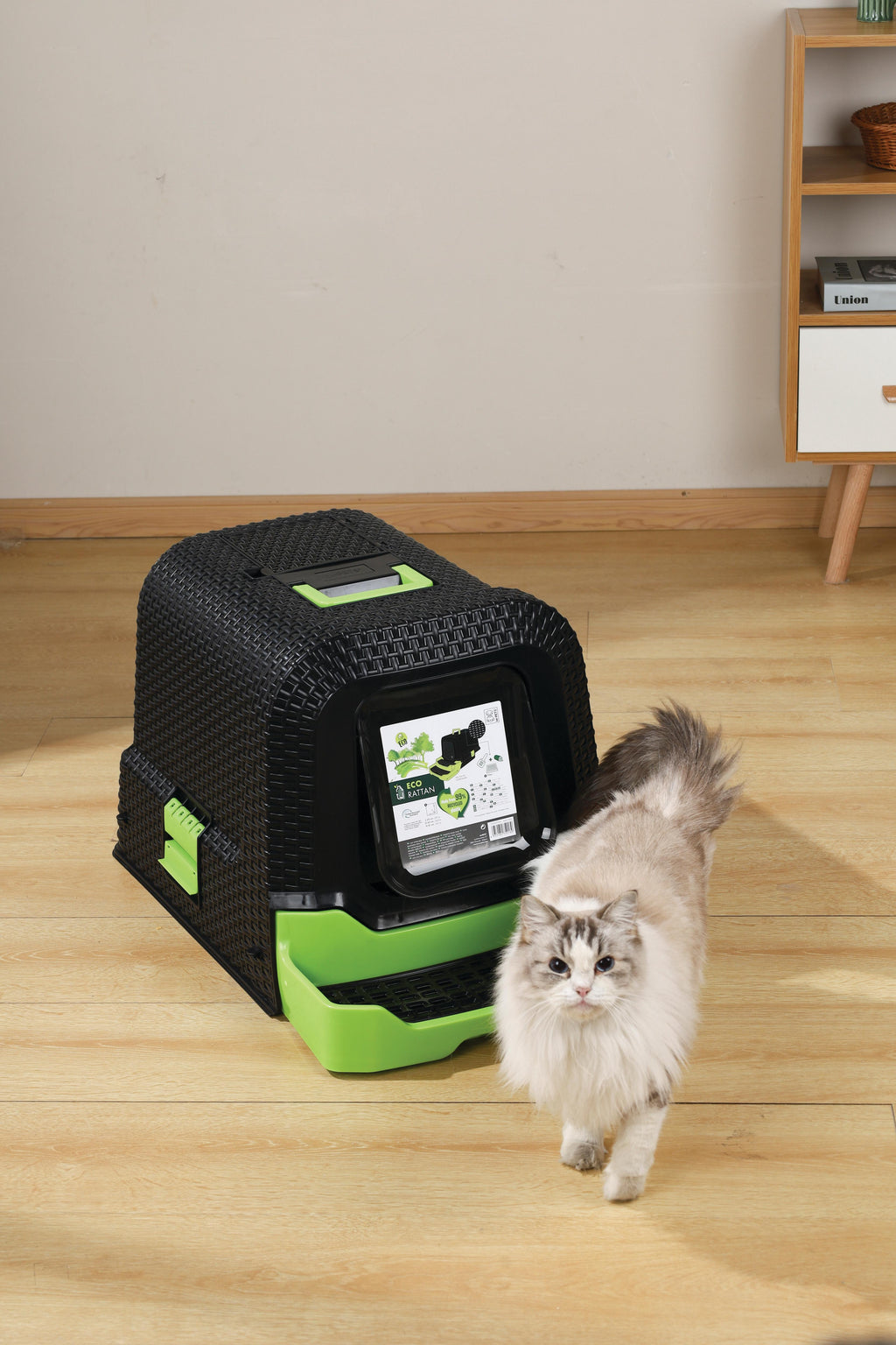 ECO RATTAN Cat Litter Box Black & Green