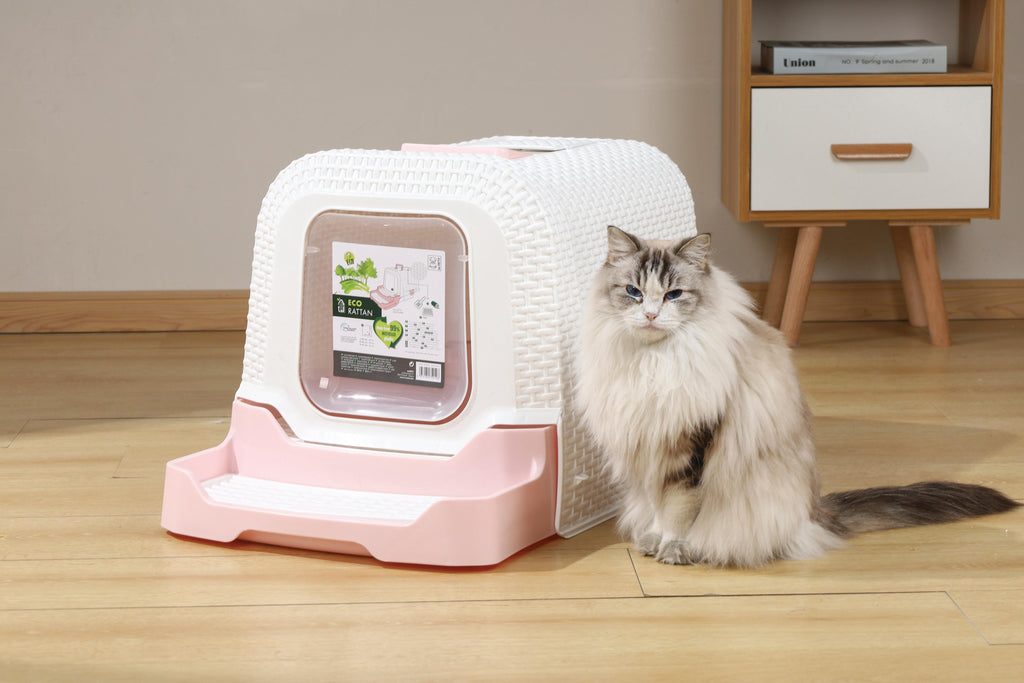 ECO Rattan Cat Toilet Pink