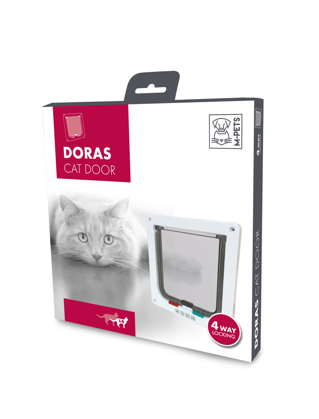 DORAS Kattenluik - 4-standenvergrendeling Wit