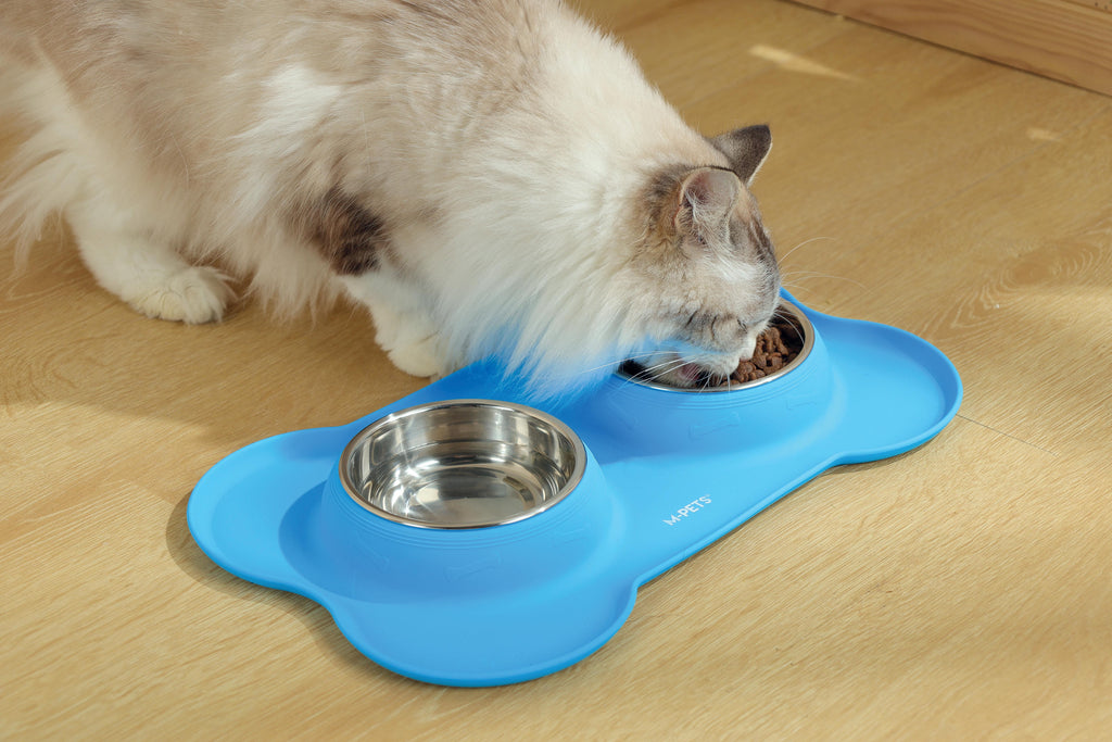 DUET Stainless Steel Bowls With Silicone Mat - Blue