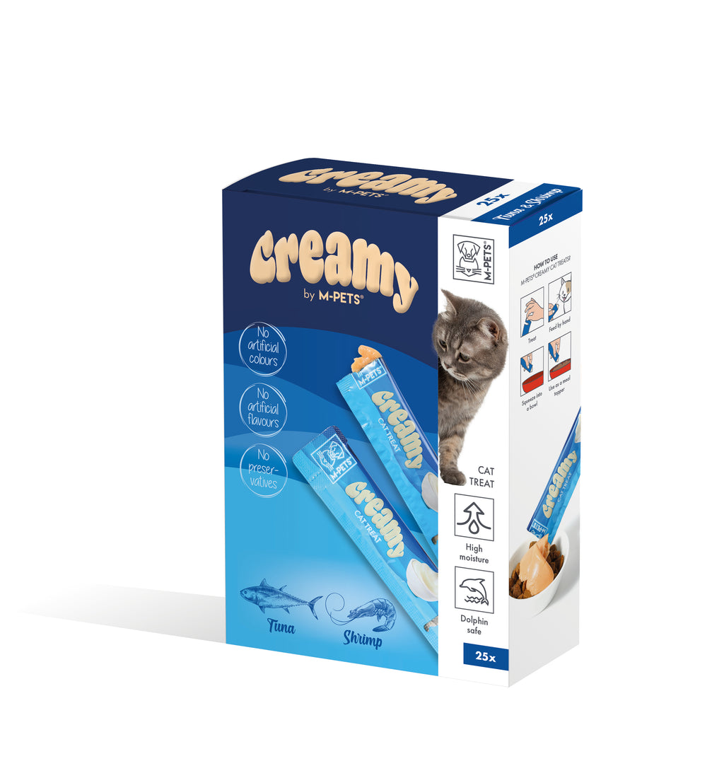 Pack de friandises crémeuses pour chats - Thon et crevettes 25 pièces