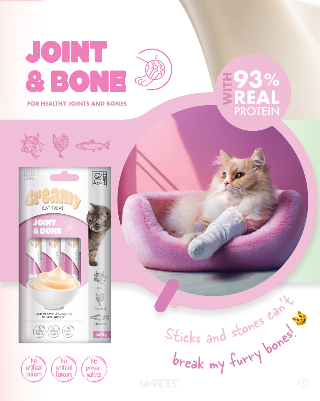 CREAMY with FUNCTIONS - Cat treat Joint & Bone - Beef & Chicken & Salmon