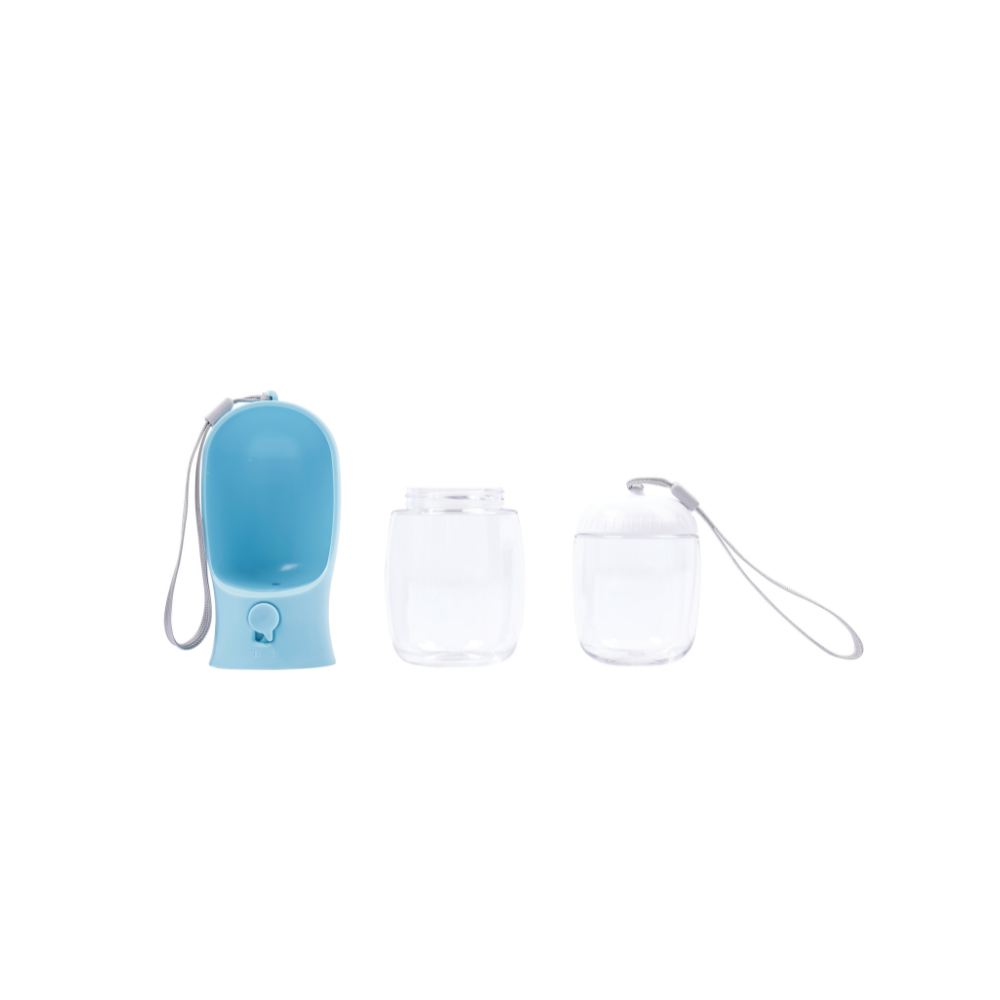 ON THE ROAD -  Dog water bottle 300 ml 2 in 1 - Blue mist