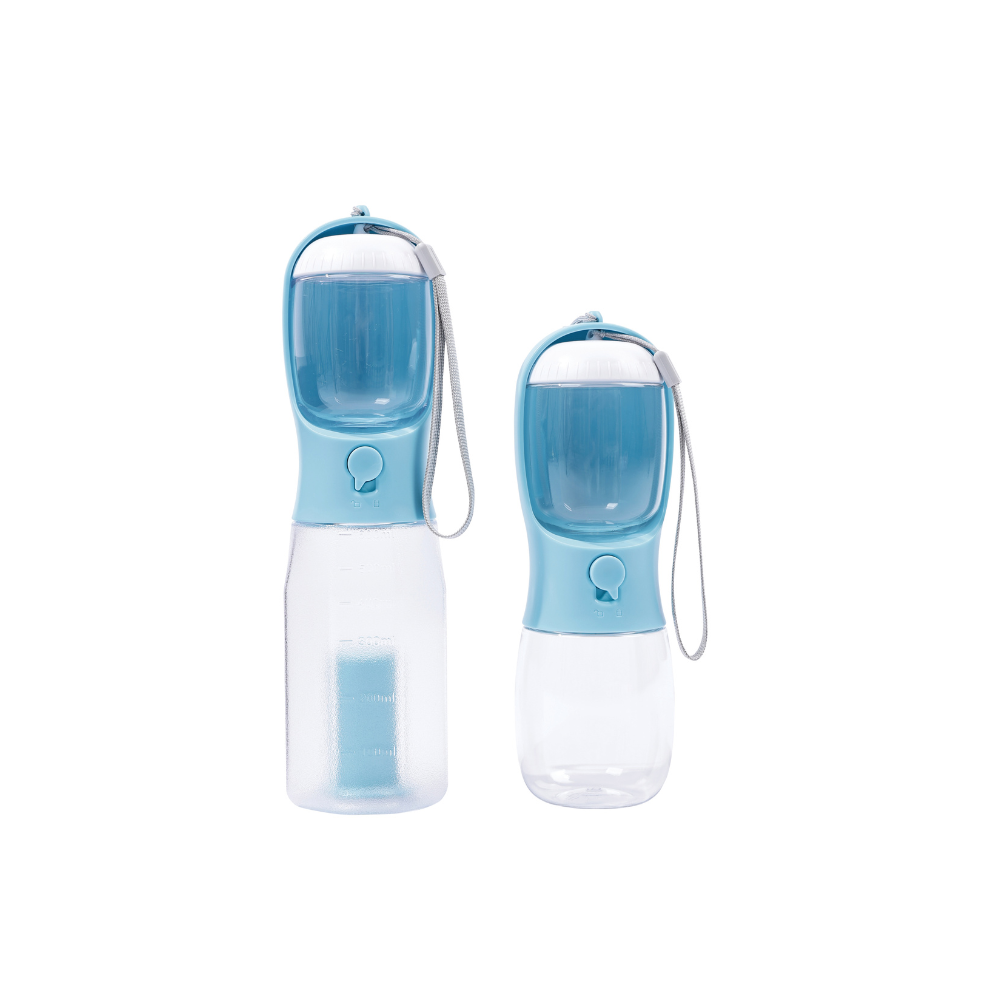 ON THE ROAD -  Dog water bottle 300 ml 2 in 1 - Blue mist