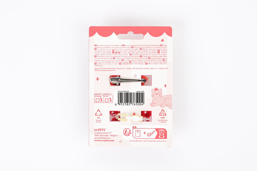 GLAM Hair Accessories for pets clip & rubber band - Red