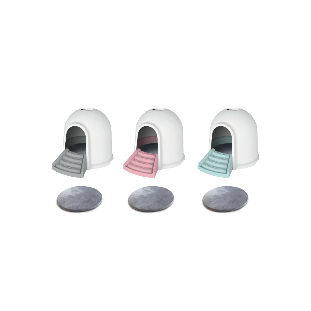 IGLOO Cat Litter Box & Cat house- 2 in 1 - White & Pink