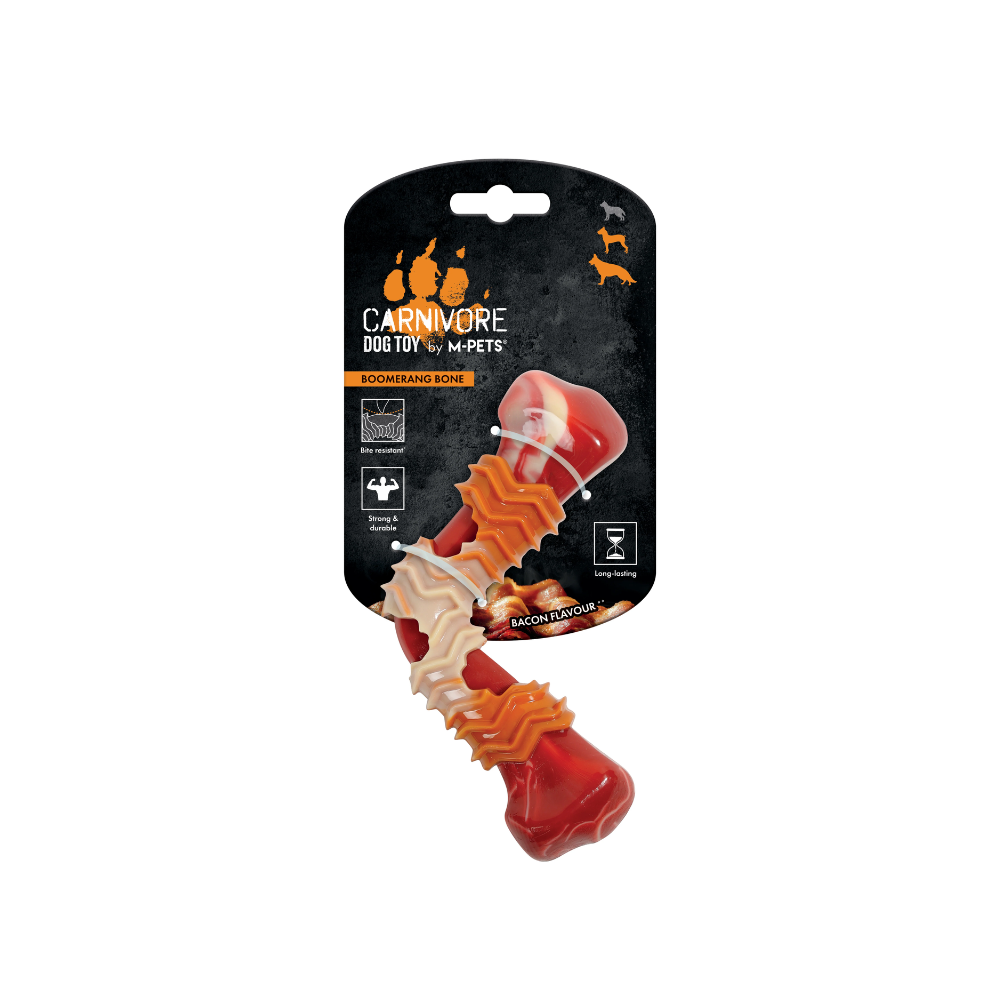 Jouet pour chien CARNIVORE Boomerang Bone - Parfum Bacon