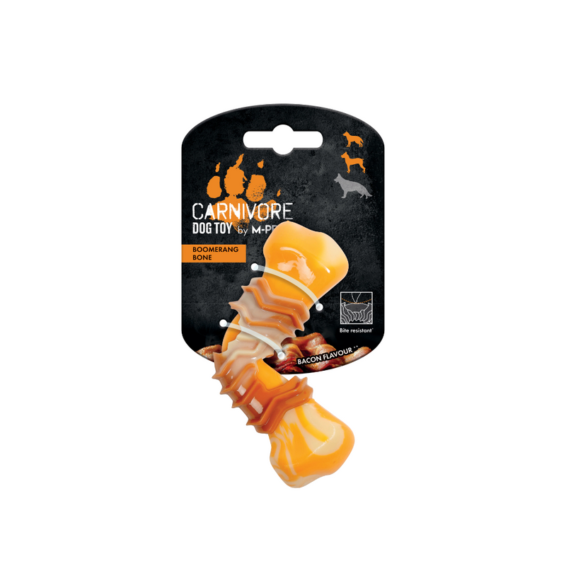 Jouet pour chien CARNIVORE Boomerang Bone - Parfum Bacon