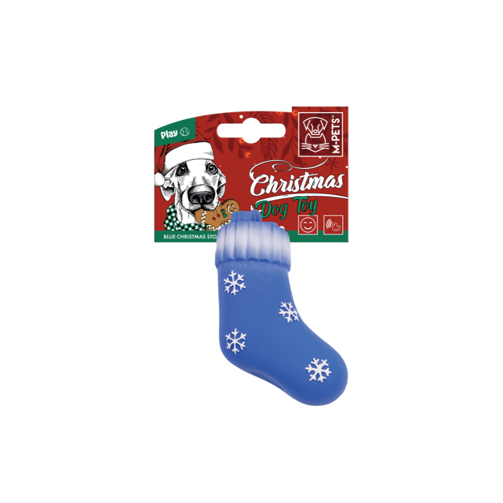 Christmas Dog Toy - Blue Stocking 13 cm