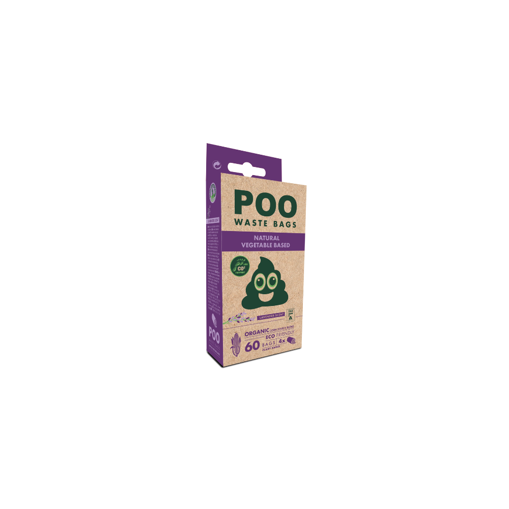 POO Dog Waste Bags - Vegetable Based - Lavender Scented (60 bags)