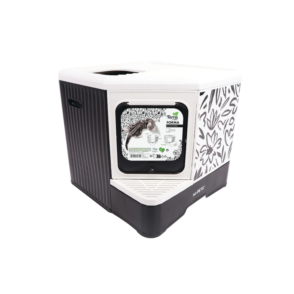 Terra Forma ECO Foldable Cat Litter Box Black Floral