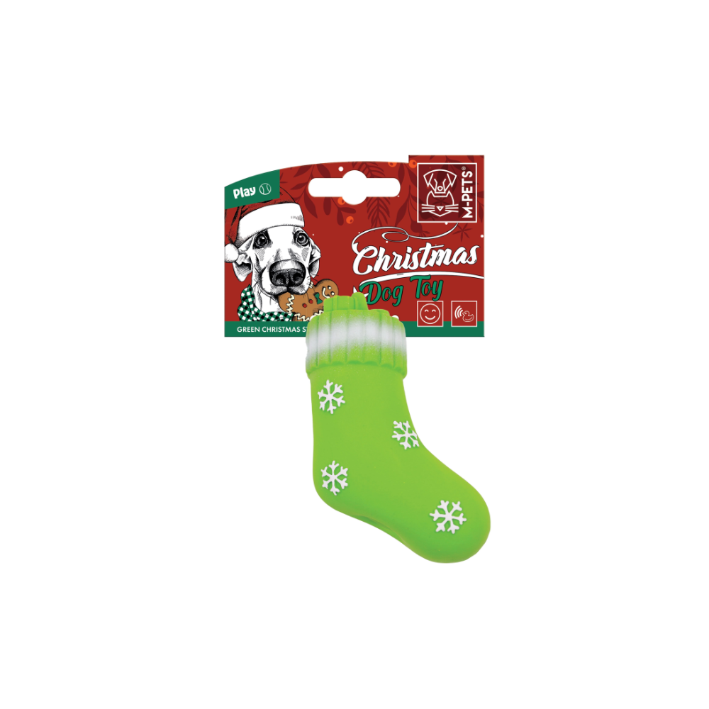 Christmas Dog Toy - Green Stocking 13 cm