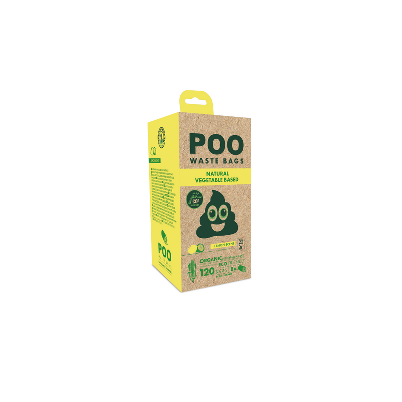 POO Dog Waste Bags - Vegetable Based - Lemon Scented (120 bags)