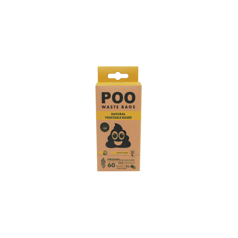 POO Dog Waste Bags - Vegetable Based - Lemon Scented (60 bags)