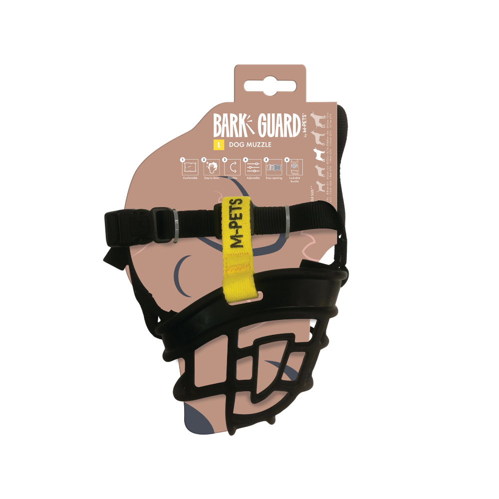 BARK GUARD Dog Muzzle Black & Yellow – M-PETS