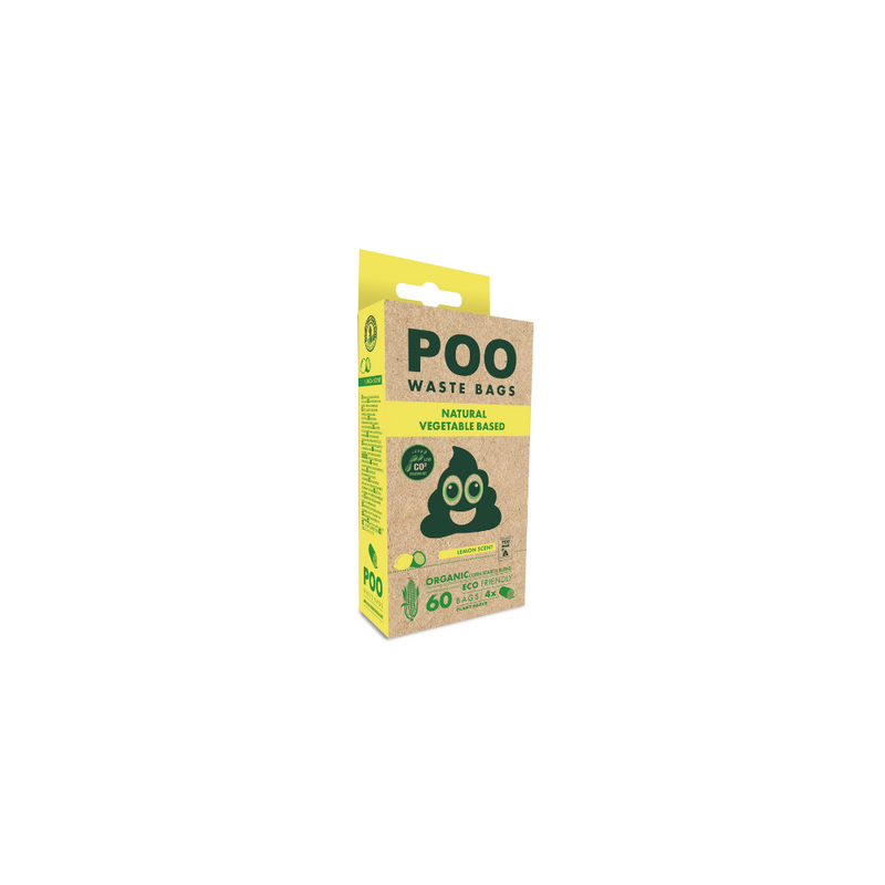 POO Dog Waste Bags - Vegetable Based - Lemon Scented (60 bags)