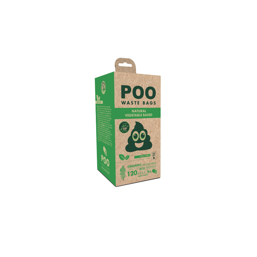 POO Dog Waste Bags - Vegetable Based - Mint Scented  (120 bags)