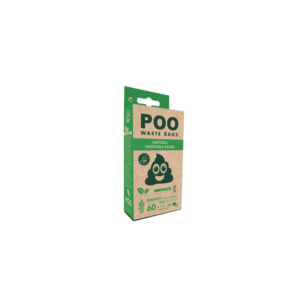 POO Dog Waste Bags - Vegetable Based - Mint Scented (60 bags)