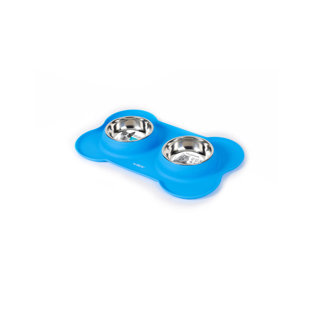 DUET Stainless Steel Bowls With Silicone Mat - Blue