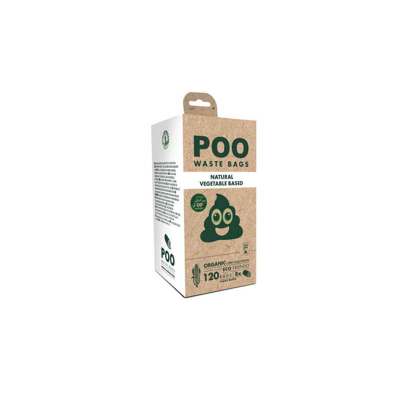 POO Dog Waste Bags - Vegetable Based - Natural (120 bags)