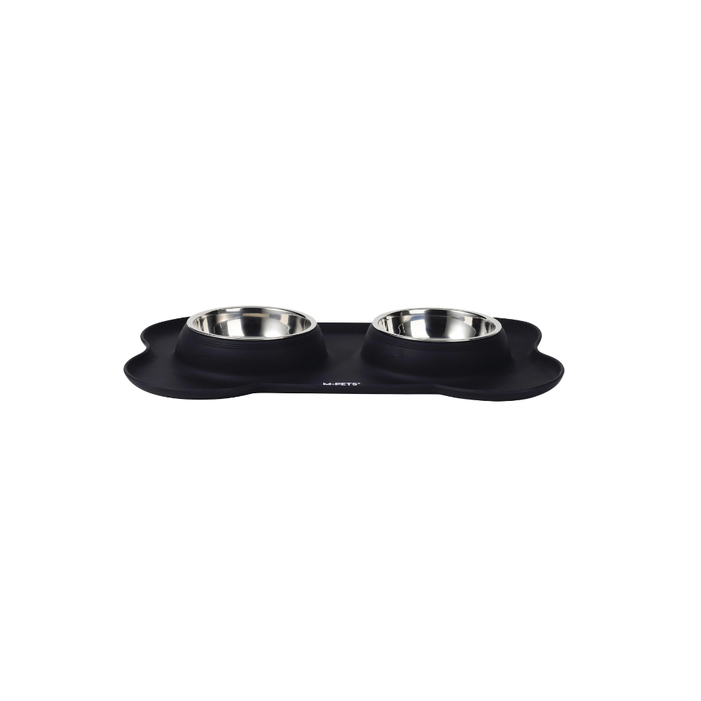 DUET Stainless Steel Bowls With Silicone Mat - Black