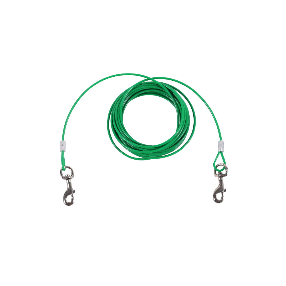AB Tools Hundelaufleine 9 Meter – Wetterfestes Stahlseil Mit Karabiner, Für Garten, Camping & Picknick