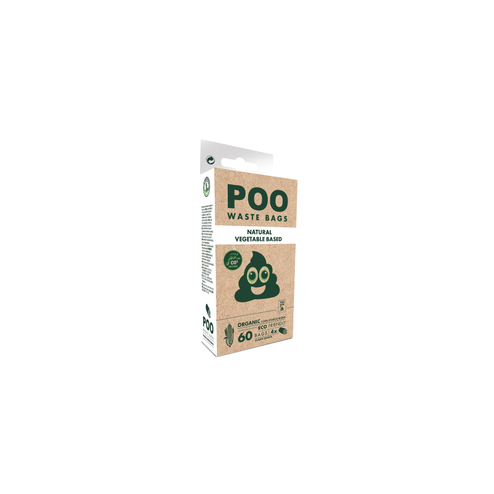 POO Dog Waste Bags - Vegetable Based - Natural (60 bags)