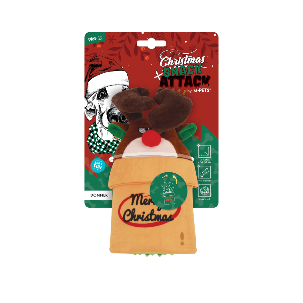 Christmas Snack Attack dog toy -  Donner