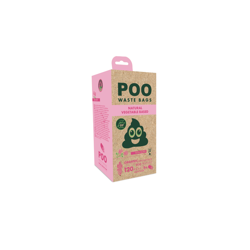 POO Dog Waste Bags Vegetable Based Rose Scented 120 Bags M PETS poo-dog-waste-bags-vegetable-based-rose-scented-120-bags-m-pets
