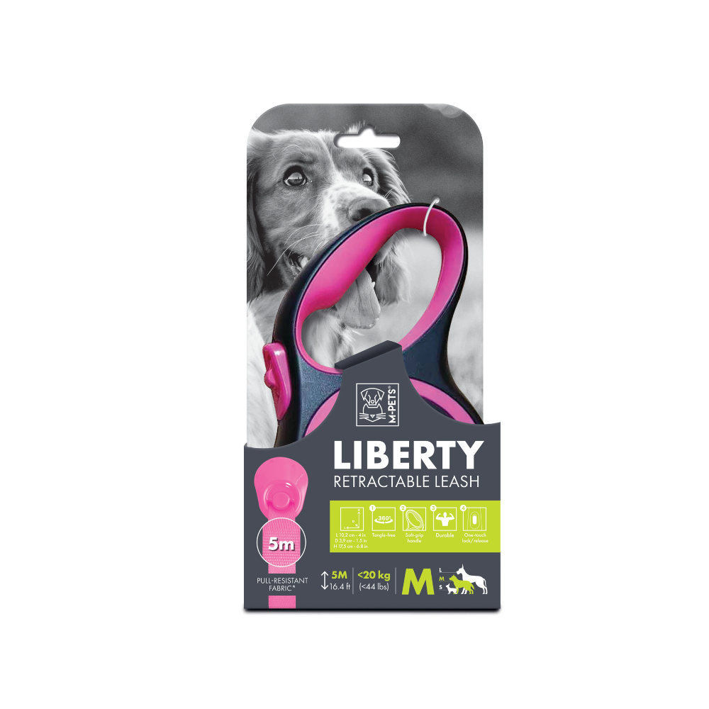 LIBERTY Dog Retractable Leash - Pink