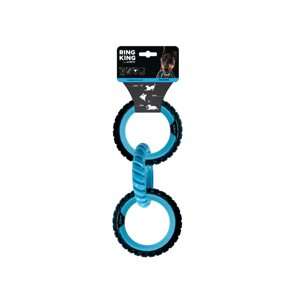 RING KING Triple  Ring - Capri Blue & Black