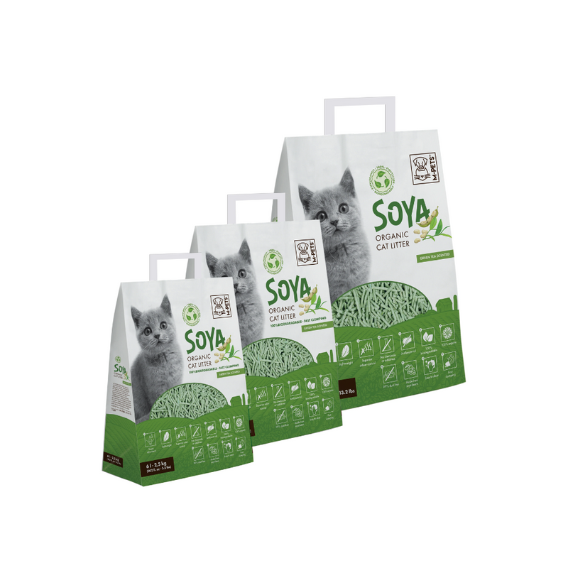 Litière pour chat biologique SOYA Thé vert