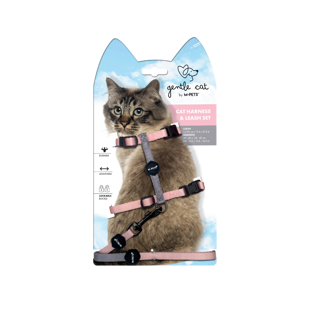 GENTLE CAT Harness Leash Set Blush Pink