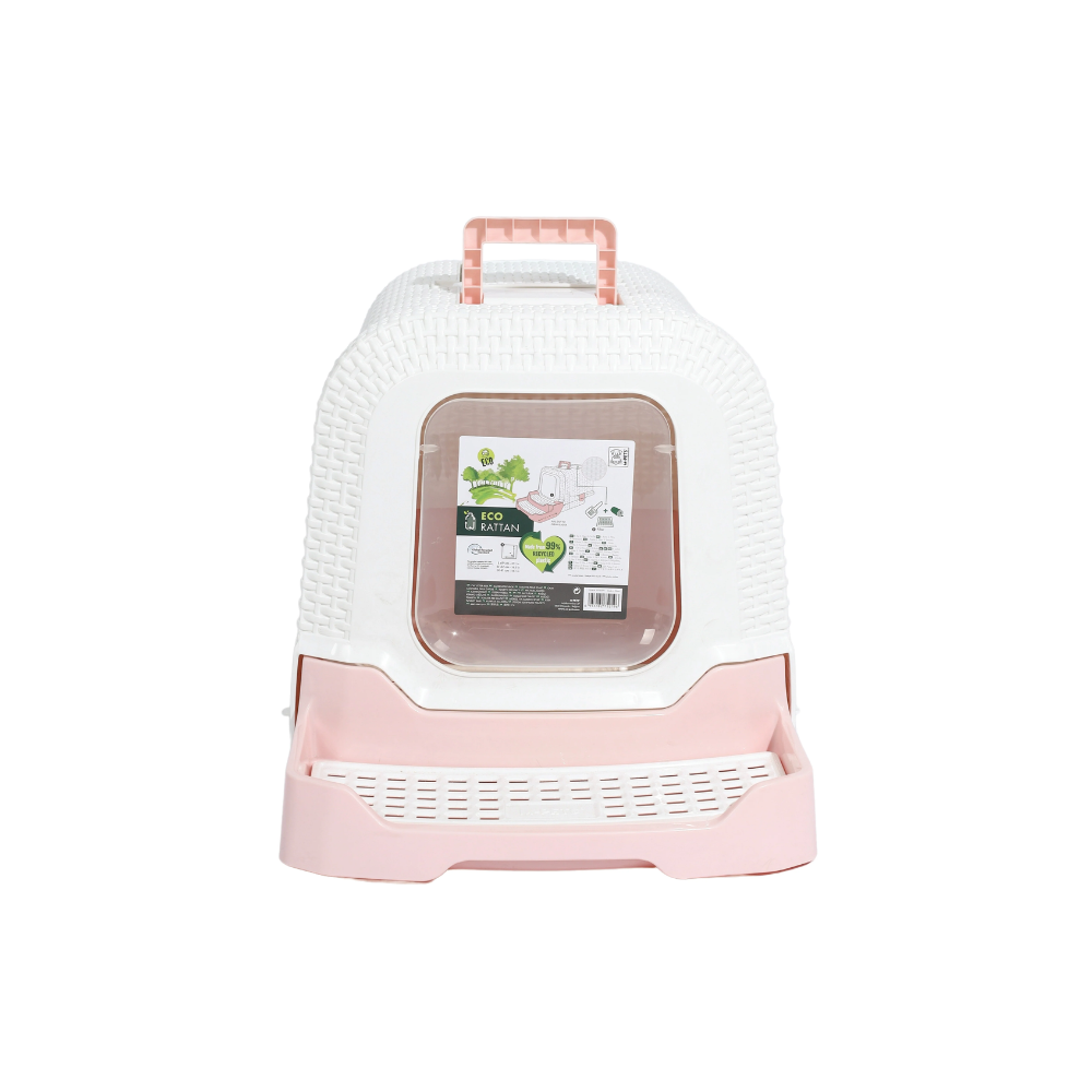 ECO Rattan Cat Toilet Pink