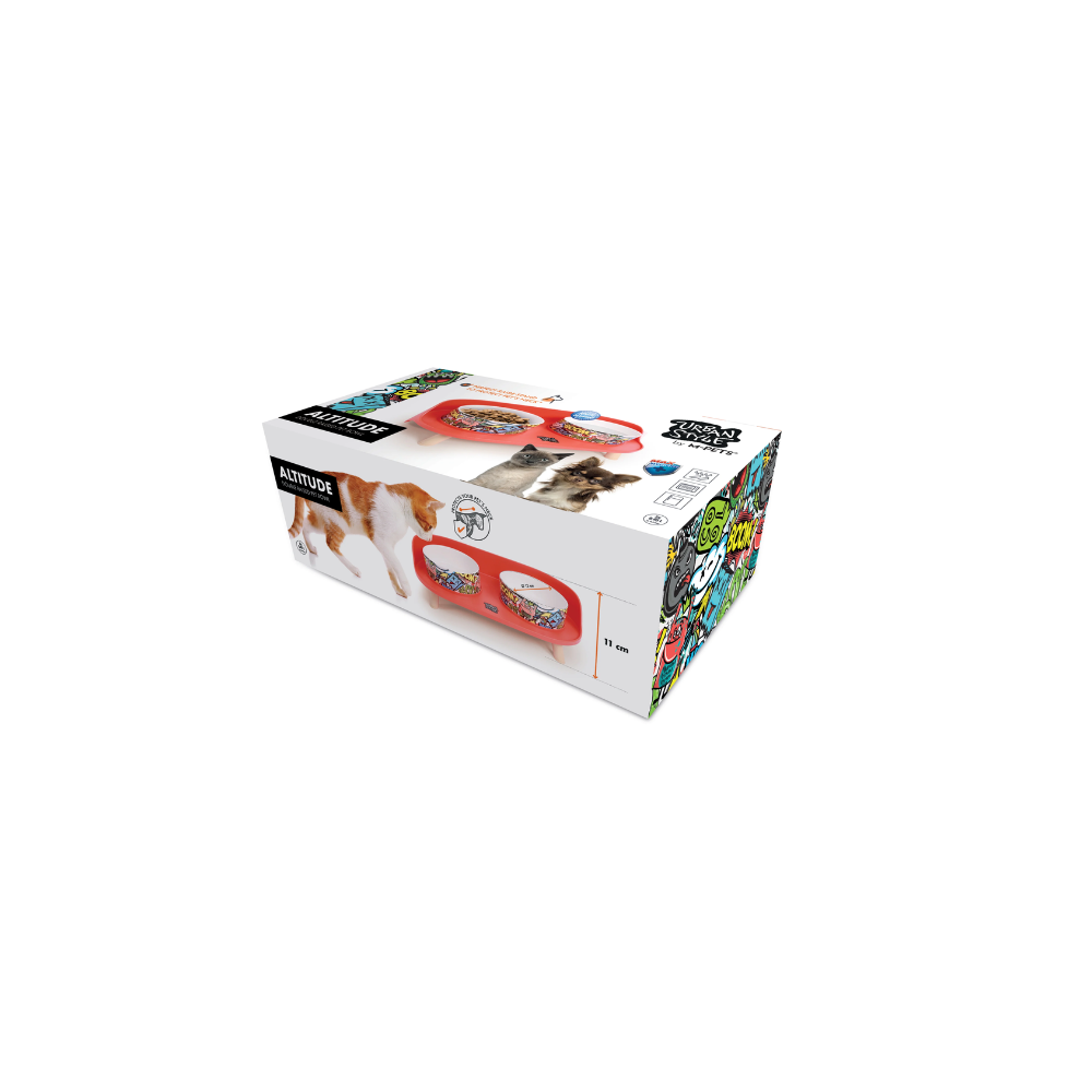 ALTITUDE URBAN STYLE Double Raised Pet Bowl Multicolour