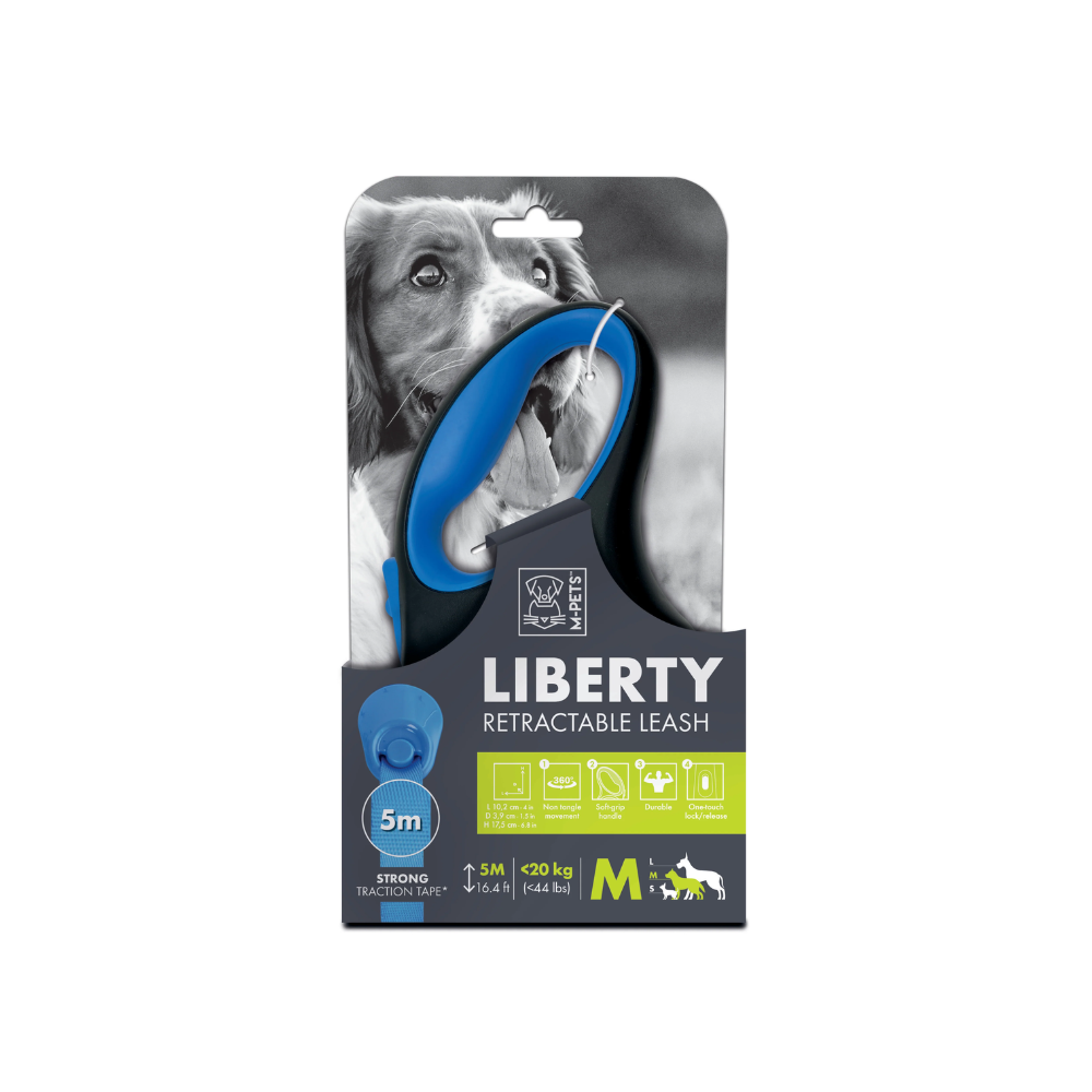 LIBERTY Dog Retractable Leash Blue