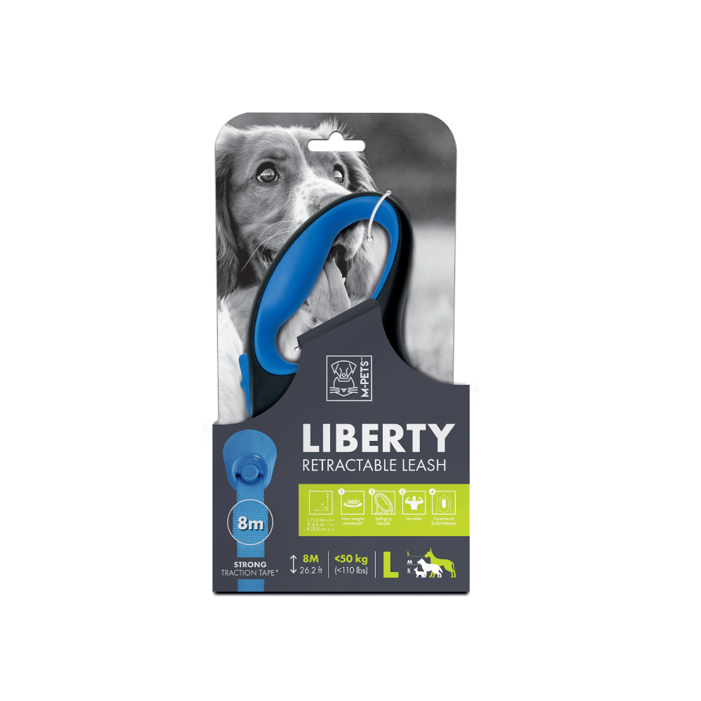 LIBERTY Dog Retractable Leash Blue