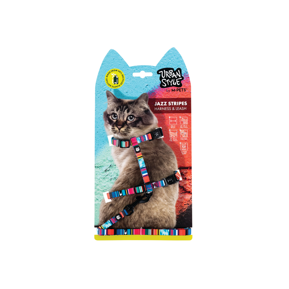 URBANSTYLE Jazz Stripes Cat ECO SET (harnais et laisse)