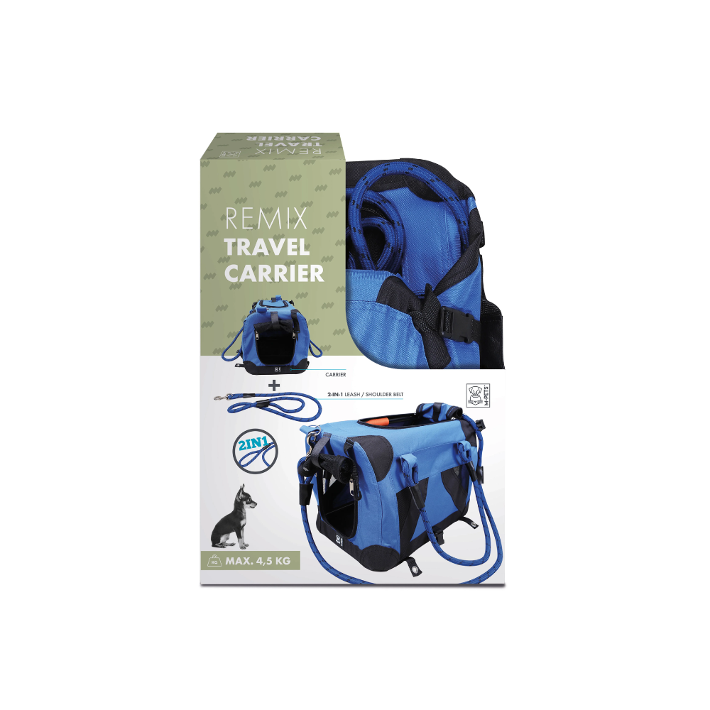 REMIX Travel Carrier 2 in 1 with Leash-Shoulder Belt - Blue