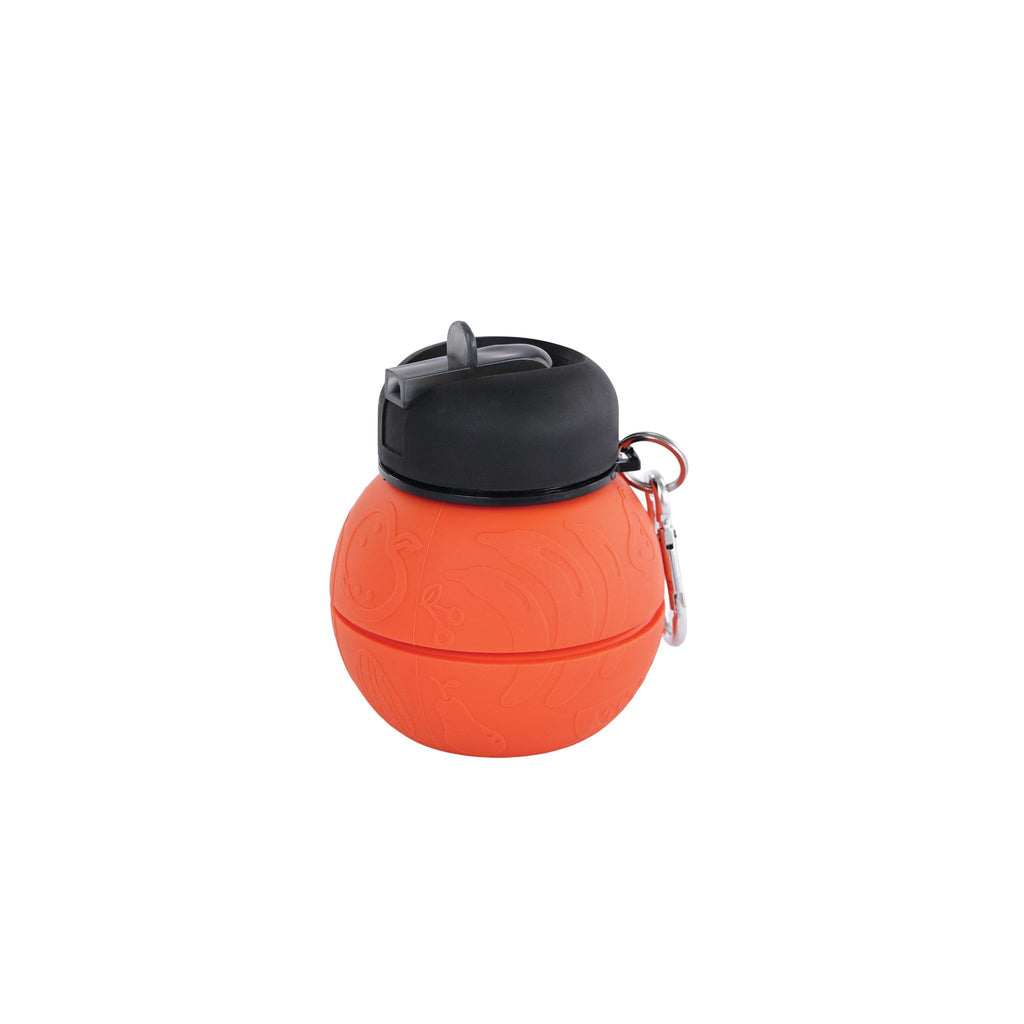 On the road Foldable dog water bottle 200ml-550ml 2 in 1 Vivid Orange Color