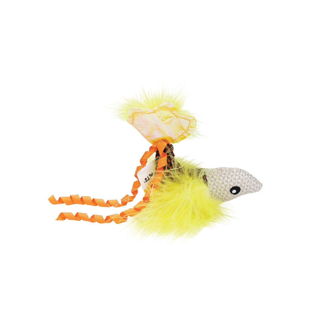 Plume catnip toy Yellow fish