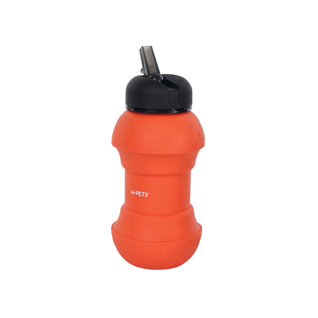On the road Foldable dog water bottle 200ml-550ml 2 in 1 Vivid Orange Color