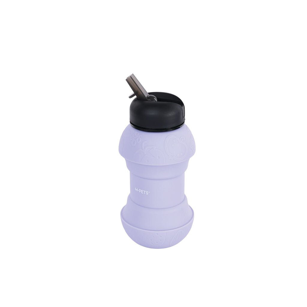 On the road Foldable dog water bottle 200ml-550ml 2 in 1 Lavender Purple Color