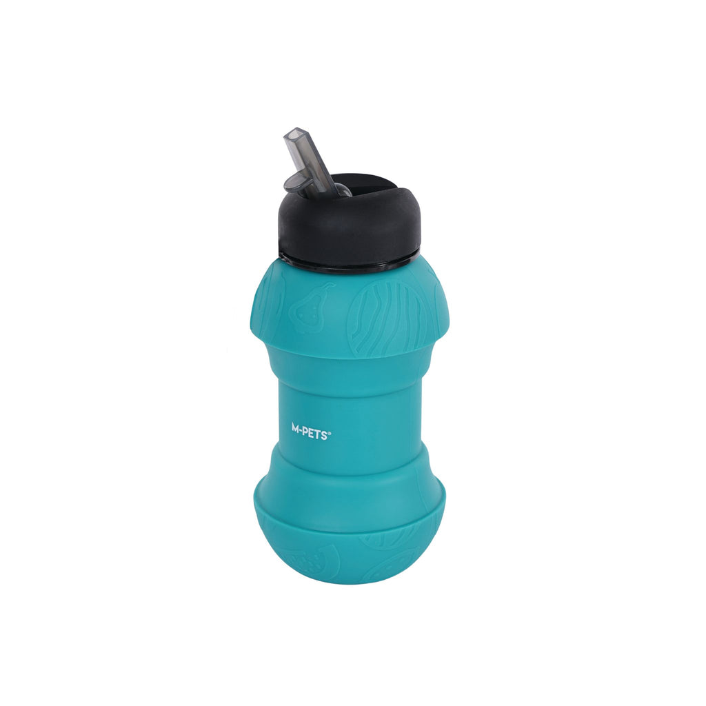 On the road Foldable dog water bottle 200ml-550ml 2 in 1 Turquoise Blue Color