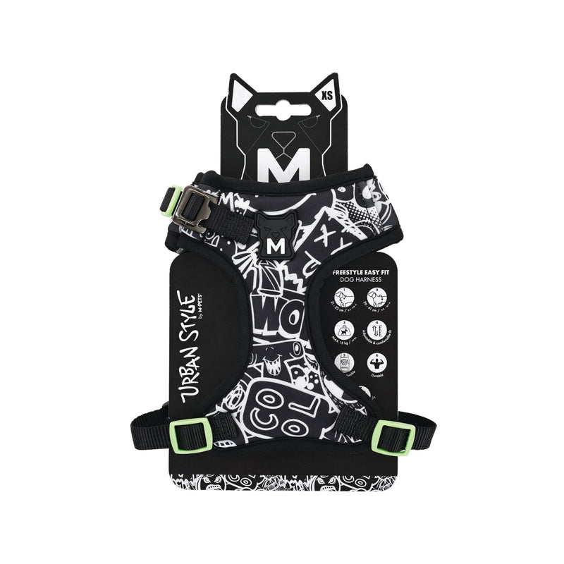 URBAN STYLE FREESTYLE Black & White Easy fit Dog harness