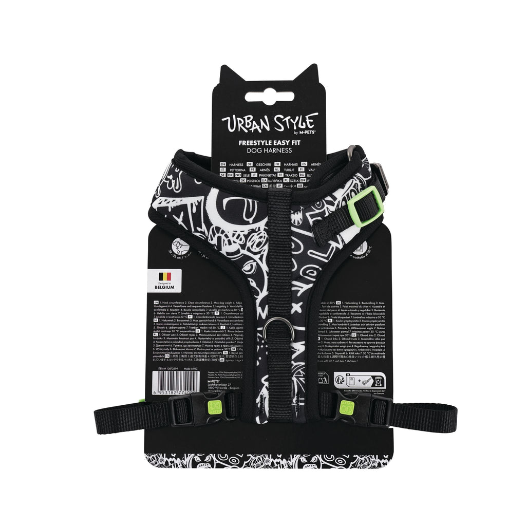 URBAN STYLE FREESTYLE Black & White Easy fit Dog harness