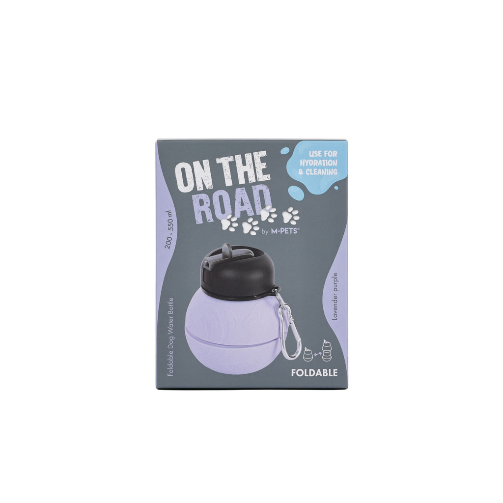 On the road Foldable dog water bottle 200ml-550ml 2 in 1 Lavender Purple Color