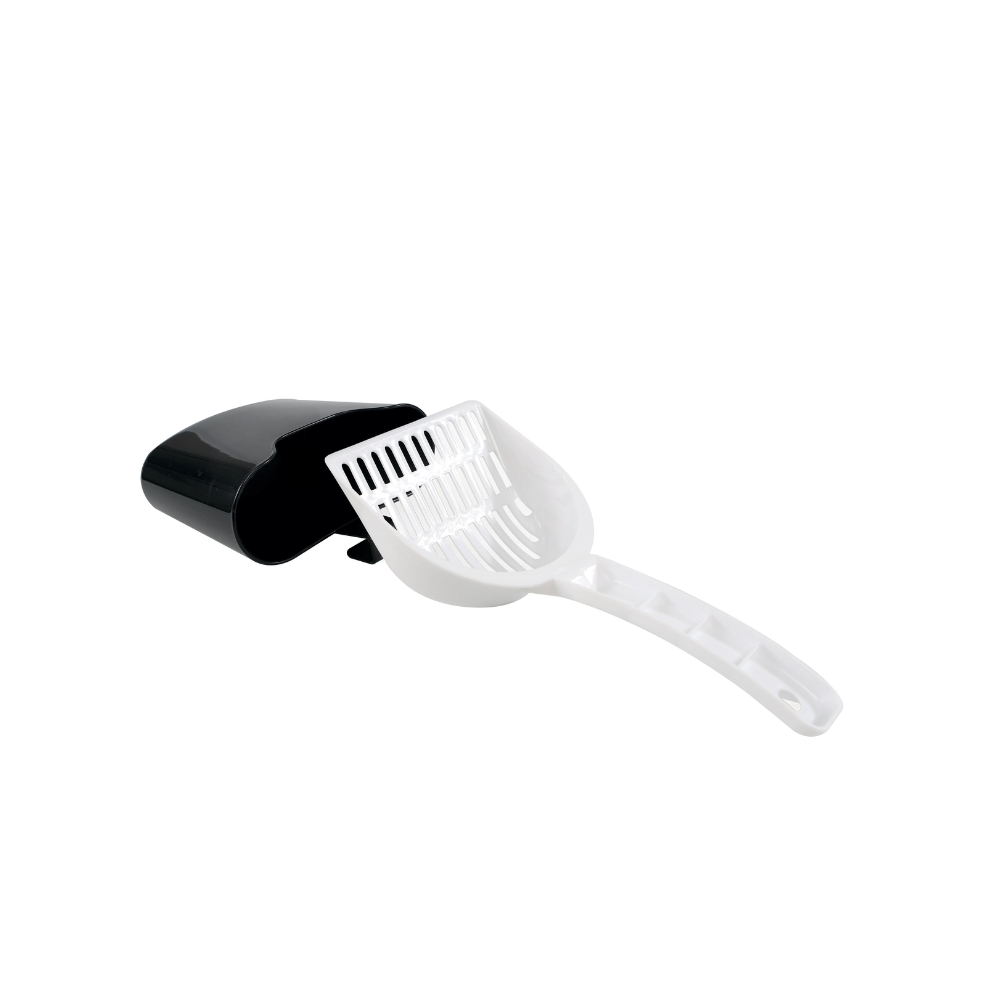 Cat Litter Scoop + Holder Black & White