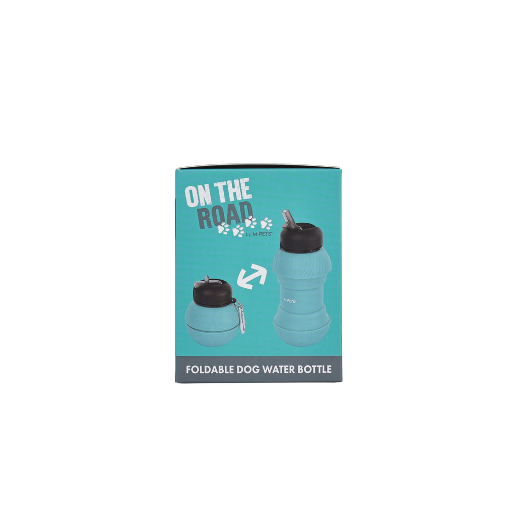 On the road Foldable dog water bottle 200ml-550ml 2 in 1 Turquoise Blue Color